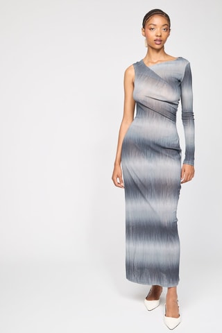 Lange jurk met dip and dye - Grijs en Wit