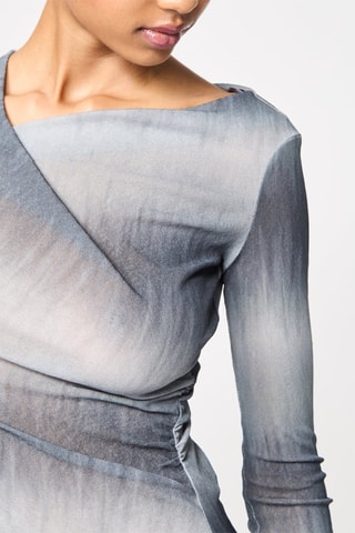 Lange jurk met dip and dye - Grijs en Wit