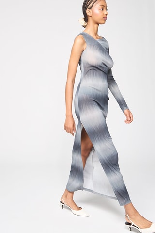Lange jurk met dip and dye - Grijs en Wit