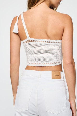 Asymmetrische Crop Top - Wit