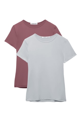 2 T-shirts - Bordeauxrood en Grijs