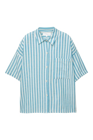 Blouse - Wit en Turquoise