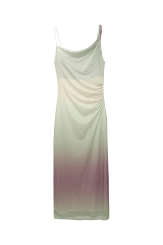 Gedrapeerde Jurk met Dip and Dye - Wit en Paars