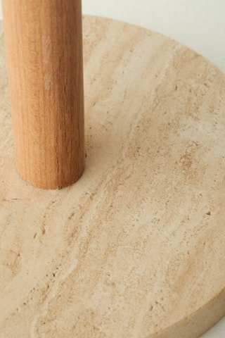 Portarrollos de papel de cocina de travertino y madera - Beige