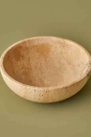 Cuenco decorativo de travertino - 20 x 7 cm - Beige