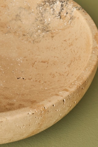 Cuenco decorativo de travertino - 20 x 7 cm - Beige
