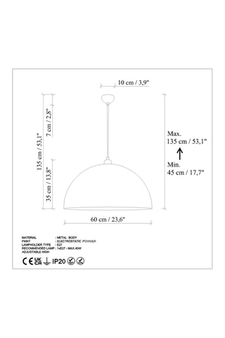 Candeeiro suspenso Kure - Laranja - 40 W