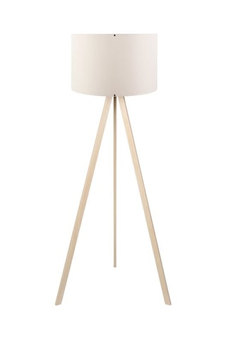 Candeeiro tripé - Branco e imitação de carvalho - 60 W