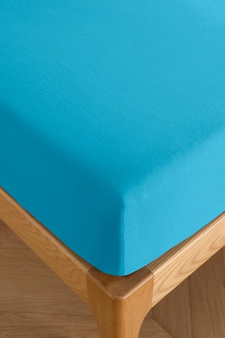 Drap-housse en coton 57 fils/cm²  - Cyan