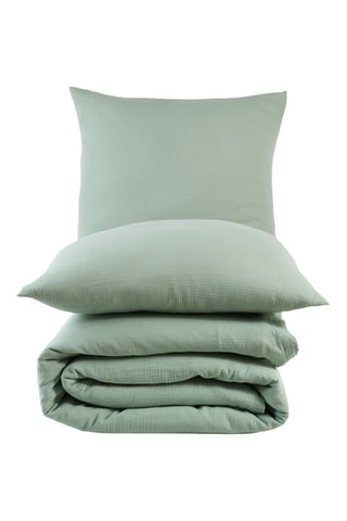 Parure housse de couette en gaze de coton - Vert d'eau