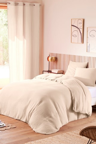Parure de lit en gaze de coton 57 fils/cm² - Beige