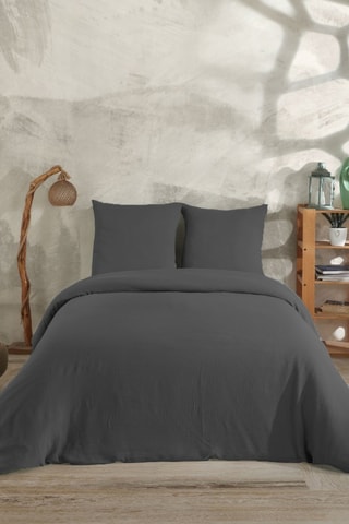 Parure de couette en gaze de coton Mima - Anthracite