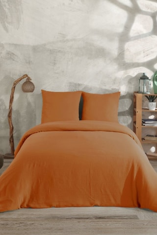 Parure de couette en gaze de coton Mima - Marron