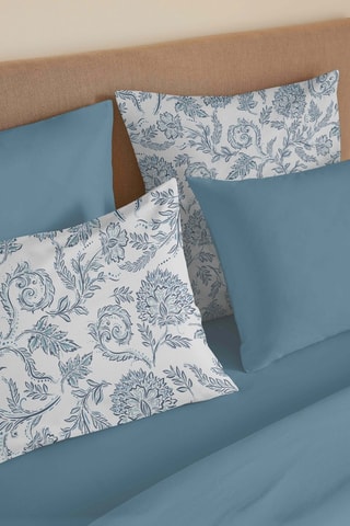 Pack parure de couette en coton 57 fils/cm² Salma - Bleu et blanc