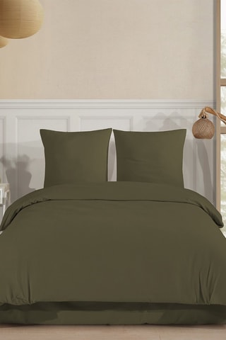 Parure de couette en flanelle de coton 160 gr/m² - Kaki