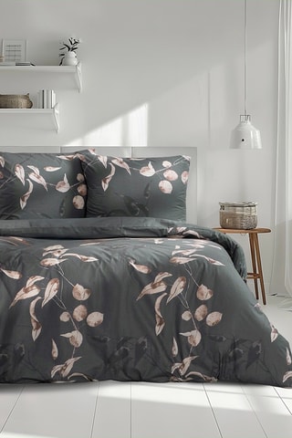 Parure de couette en coton Tivory - 57 fils/cm² - Anthracite et beige