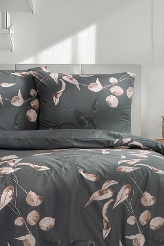 Parure de couette en coton Tivory - 57 fils/cm² - Anthracite et beige