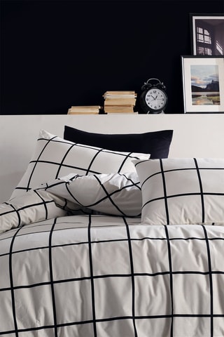 Parure de couette en coton Carnoir - 57 fils/cm² - Noir et blanc