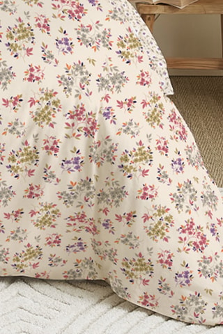 Pack parure de couette réversible en coton 57 fils/cm² - Beige et rose