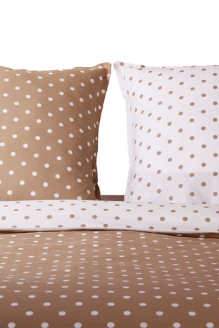 Parure de couette Pois en coton 125 fils/cm² - Beige et blanc