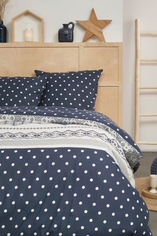 Parure de couette en flanelle de coton - Bleu marine