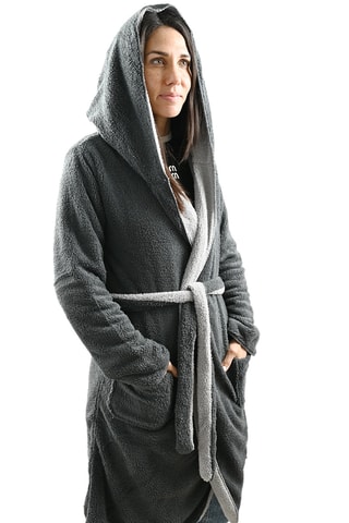 Peignoir réversible à capuche - Gris
