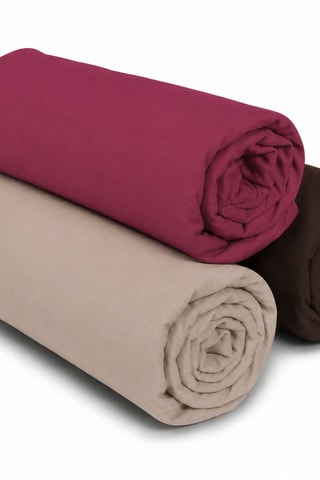 3 draps-housses en coton 57 fils/cm² - Beige et fuchsia