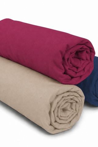 3 draps-housses en coton 57 fils/cm² - Beige et bleu