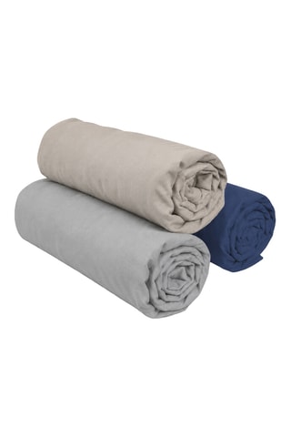 3 draps-housses en coton 57 fils/cm² - Beige et gris
