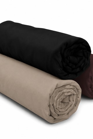 3 draps-housses en coton 57 fils/cm² - Noir et beige et marron