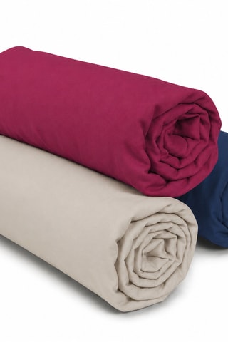 3 draps-housses en coton 57 fils/cm² - Bleu et beige