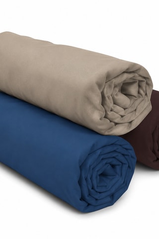 3 draps-housses en coton 57 fils/cm² - Bleu et beige