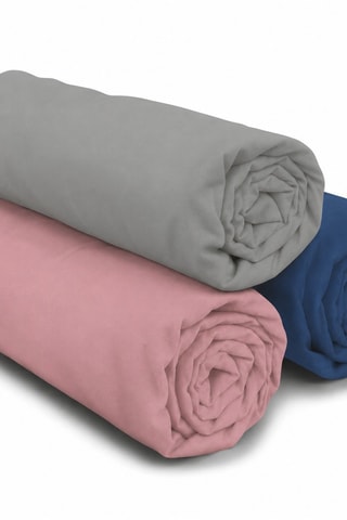 3 draps-housses en coton 57 fils/cm² - Bleu et rose
