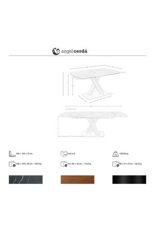 Mesa de refeição em mármore -  160 x 100 x 75 cm