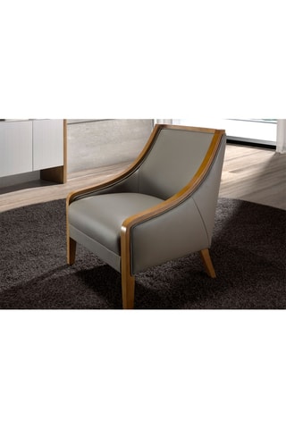 Fauteuil - Gris et naturel - En cuir
