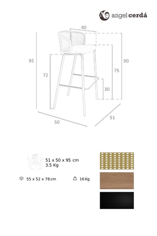 2 tabourets de bar - 51 x 79 x 58 cm
