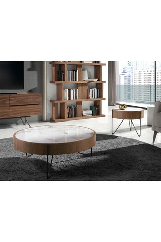 Table basse en porcelaine et bois - 81 x 81 x 33 cm