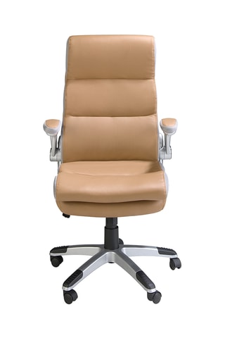 Fauteuil pivotant - Camel et gris - Effet cuir
