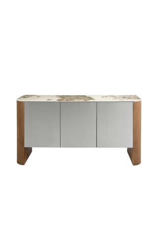 Buffet 3 portes en bois et porcelaine - 160 x 80 x 45 cm
