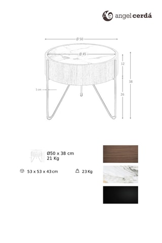 Table d'appoint en porcelaine - 50 x 50 x 38 cm