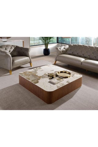 Table basse en noyer - 120 x 28 x 120 cm