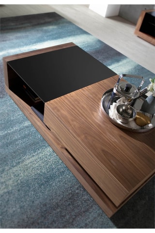 Table basse -Imitation noyer et noir - 130 x 70 x 36 cm