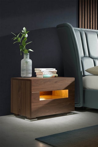 Table de chevet avec LED 2 tiroirs - 58 x 38 x 41 cm