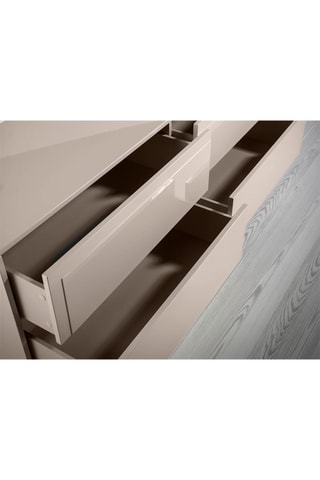 Buffet 4 tiroirs - Gris et imitation noyer - 160 x 45 x 80 cm