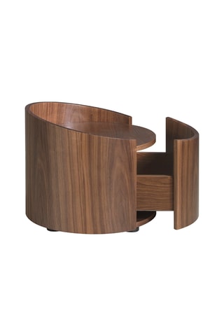 Table d'appoint ovale 1 tiroir - Imitation noyer - 53 x 53 x 44 cm
