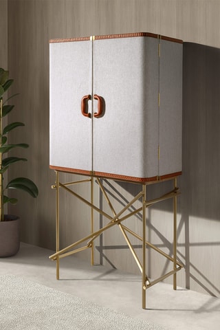 Buffet 2 portes en bois plaqué noyer - 82 x 169 x 53 cm