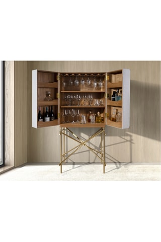 Buffet 2 portes en bois plaqué noyer - 82 x 169 x 53 cm