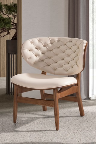 Fauteuil - Beige et naturel - Effet cuir