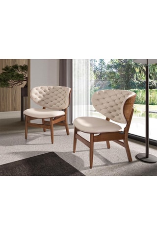 Fauteuil - Beige et naturel - Effet cuir