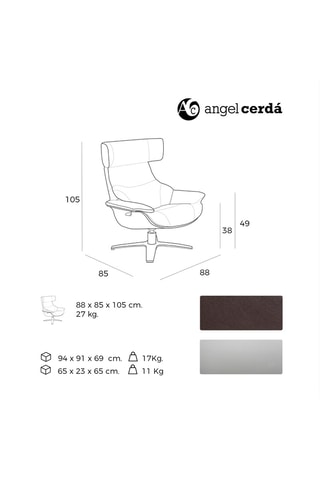 Fauteuil pivotant en cuir - Marron foncé - 88 x 85 x 105 cm